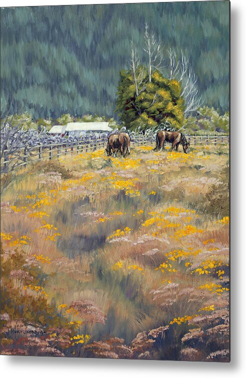 Farm Metal Print featuring the painting Grazing by Kurt Jacobson