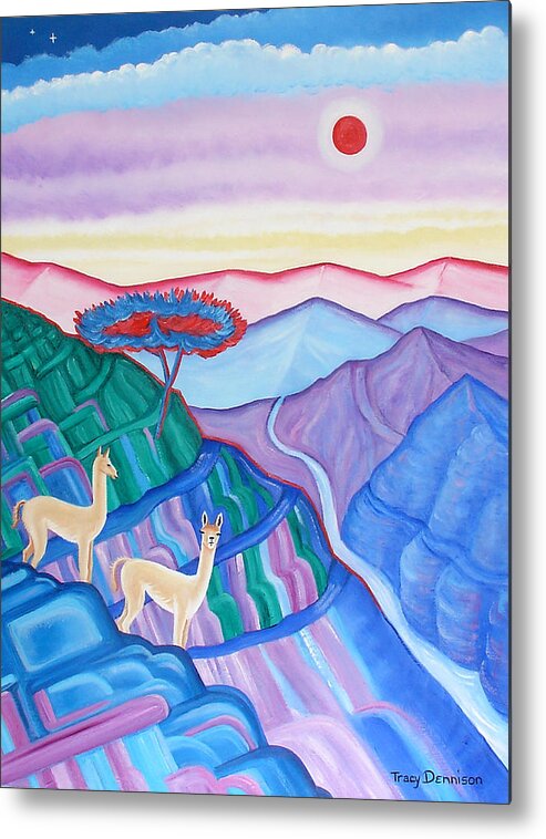 Red Sun Metal Print featuring the painting High Altitude by Tracy Dennison