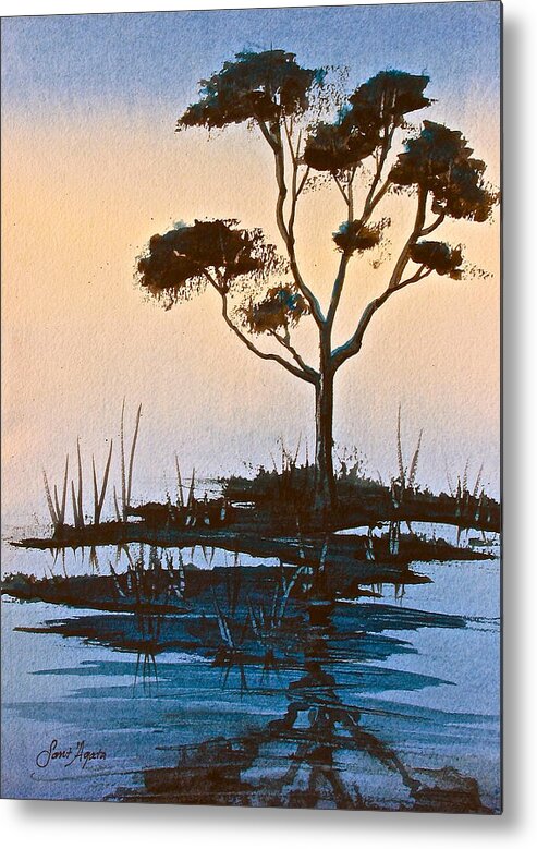 Tree Metal Print featuring the painting In a Mellow Mood by Frank SantAgata