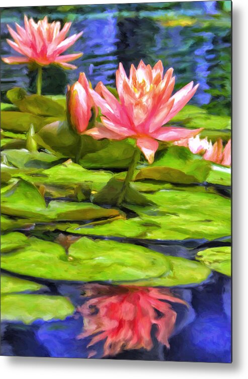 Water Lily Metal Print featuring the painting Lotus Blossoms by Dominic Piperata