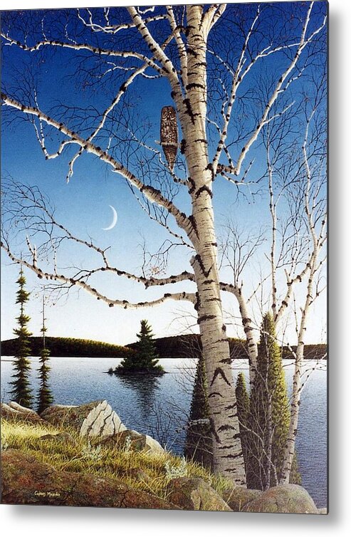 Evening Metal Print featuring the painting Moonrise by Conrad Mieschke