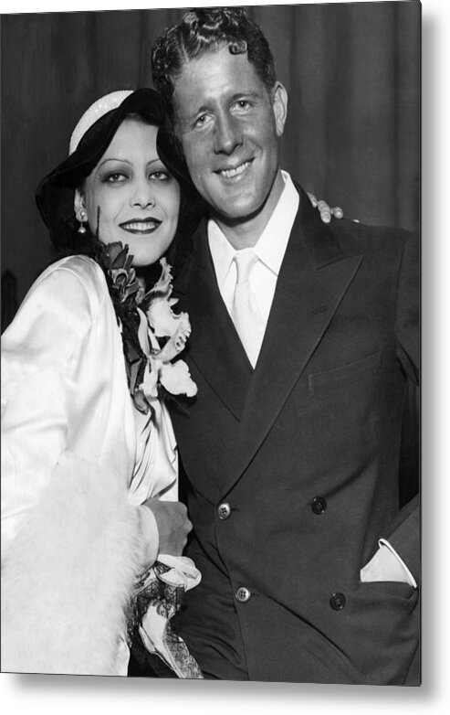 1930s Metal Print featuring the photograph Rudy Vallee Right, And His Wife, Fay by Everett