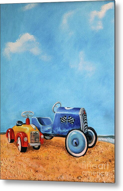 Vintage Metal Print featuring the painting Sand Dune Racers by Portraits By NC