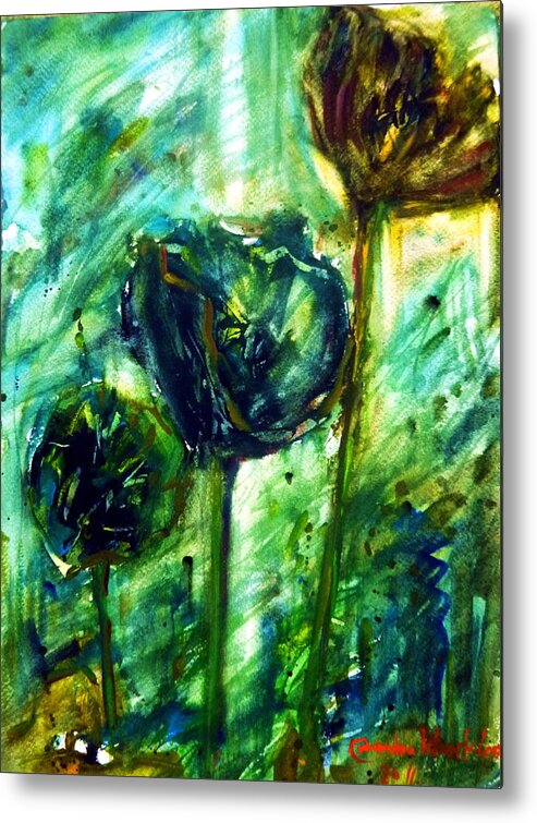 Floral Metal Print featuring the painting The lotus leaf in the garden. by Wanvisa Klawklean