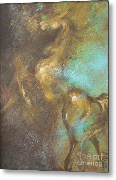 Horse Metal Print featuring the painting Turquoise Dust 2 by Dina Dargo