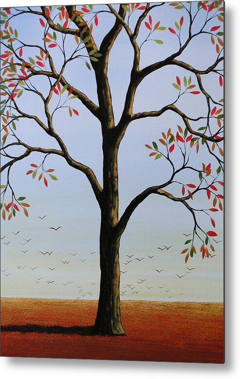 Tree Metal Print featuring the painting Warm Autumn Evening by Amy Giacomelli