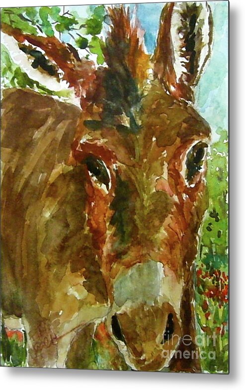 Donkey Metal Print featuring the painting Whose Manger is this anyway by Patsy Walton