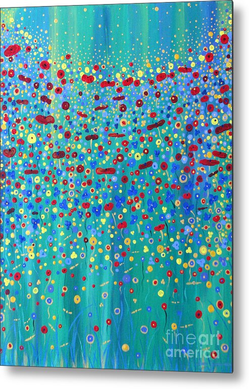 Flowers Metal Print featuring the painting Wildflower Symphony by Stacey Zimmerman