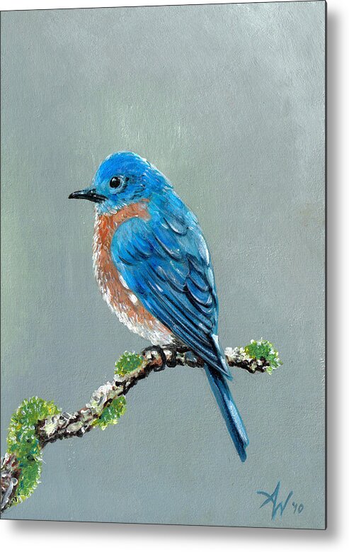 Bluebird Metal Print featuring the painting Bluebird #1 by Arie Van der Wijst