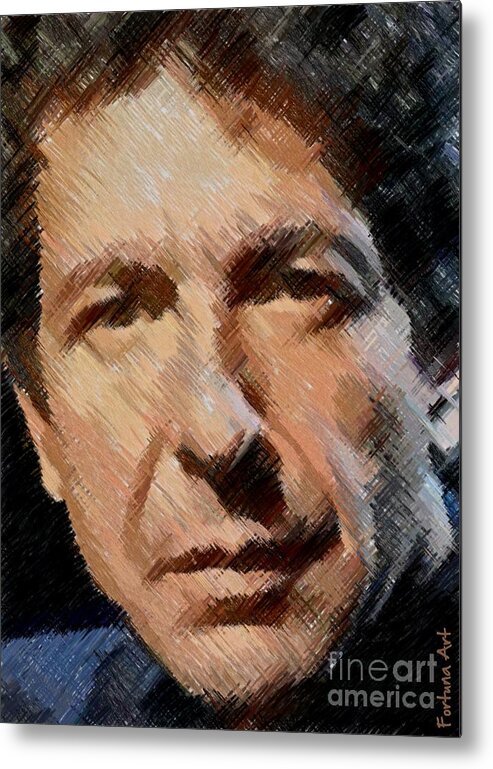 Digital Art Metal Print featuring the digital art Leonard Cohen #1 by Dragica Micki Fortuna