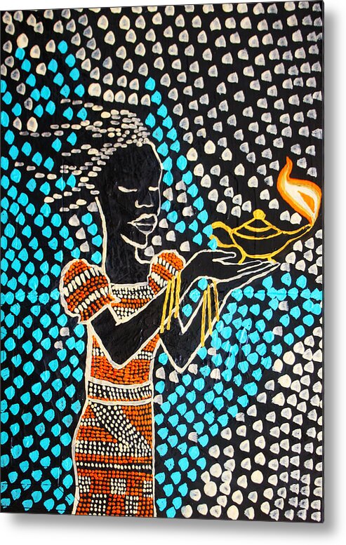 Jesus Metal Print featuring the painting Shilluk South Sudanese Wise Virgin #1 by Gloria Ssali