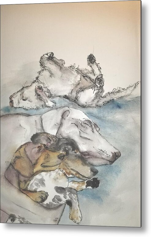 Dogs. In Repose Metal Print featuring the painting For Love Of A Dog Album #17 by Debbi Saccomanno Chan