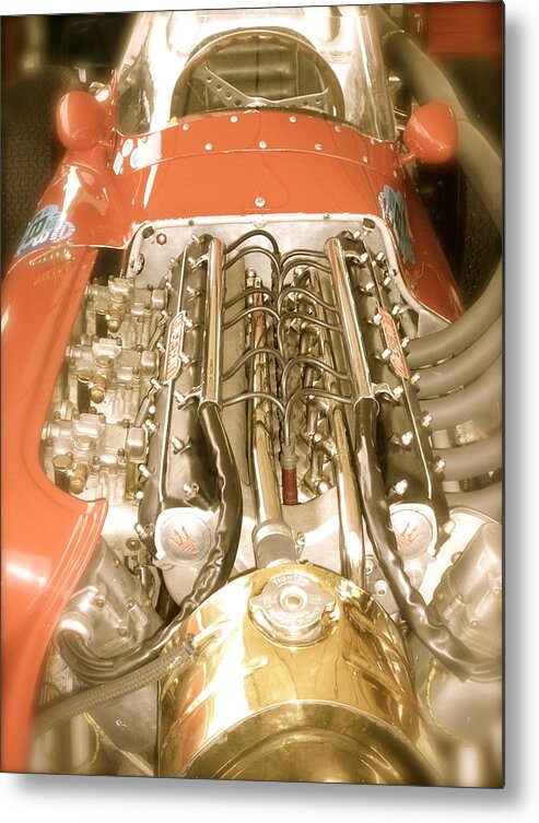 Maserati Metal Print featuring the photograph 1959 Tecnia Meccanica Maserati 250F Engine Detail by John Colley