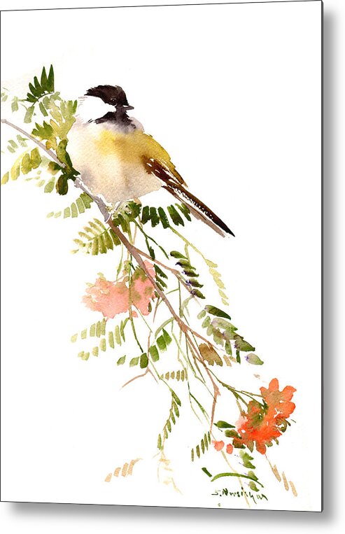 Chickadee Art Metal Print featuring the painting Chickadee #2 by Suren Nersisyan