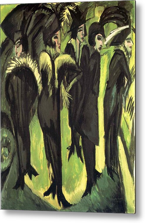 Five Women At The Street - Ernst Ludwig Kirchner Metal Print featuring the painting Five Women at the Street #2 by Ernst Ludwig