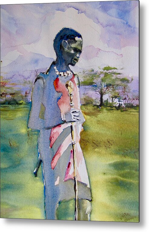 Africa Metal Print featuring the painting Masaai Boy #2 by Carole Johnson