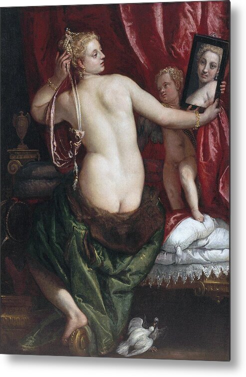 Paolo Veronese Metal Print featuring the painting Venus with a Mirror #3 by Paolo Veronese