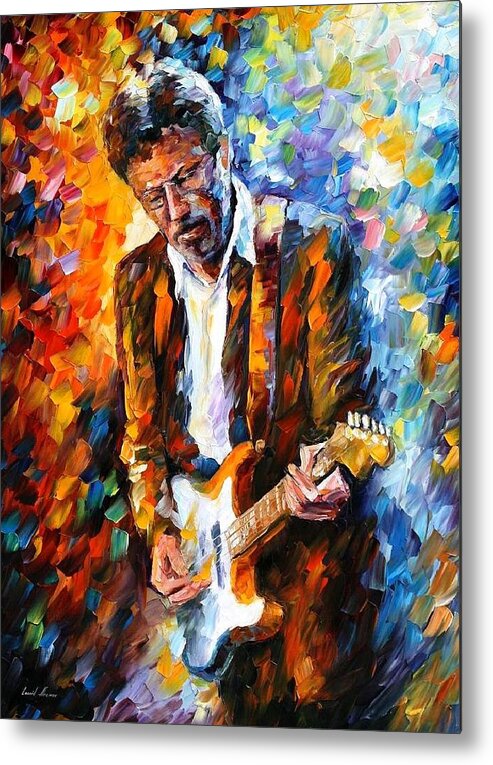 Psychedelic Eric Clapton Guitar Leonid Afremov Metal Print featuring the painting Eric Clapton by Leonid Afremov