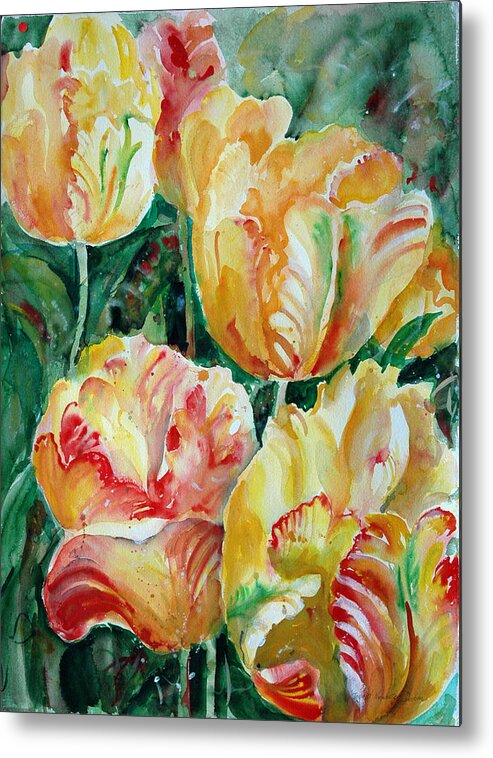 Paper Metal Print featuring the painting Tulips by Ingrid Dohm