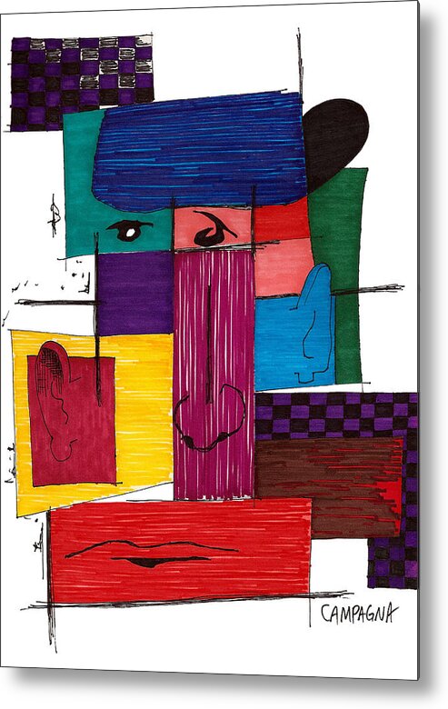 Marker Metal Print featuring the drawing Untitled #53 by Teddy Campagna