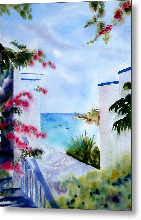 Caribbean Metal Print featuring the painting A Peek at Paradise by Diane Kirk