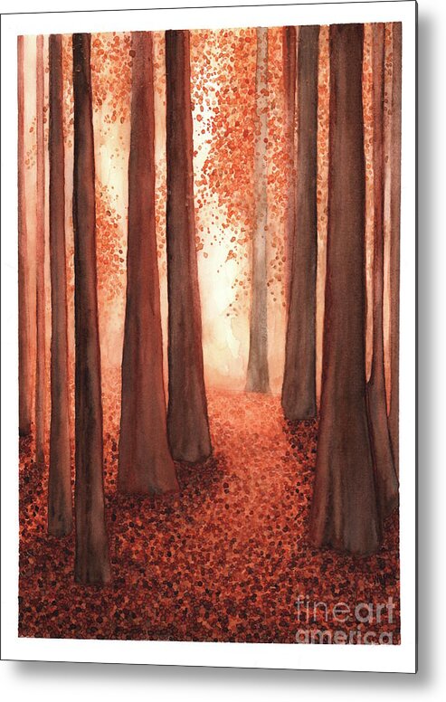 Redwoods Metal Print featuring the painting A Walk in the Redwoods by Hilda Wagner