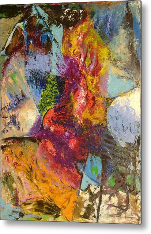 Abstract Metal Print featuring the painting Abstract Depths by Nicolas Bouteneff