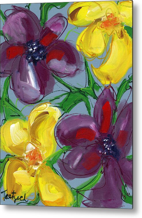 Abstract Metal Print featuring the painting Abstract Floral One by Lynne Taetzsch