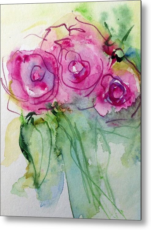 New Metal Print featuring the painting Abstract Roses by Britta Zehm