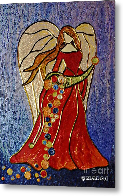 Angel Metal Print featuring the mixed media Abundance Angel by Amalia Suruceanu