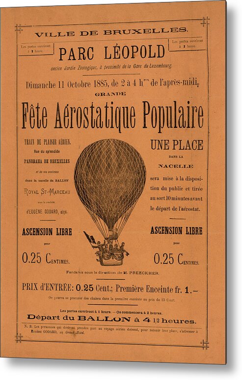  Metal Print featuring the drawing Aerostatique Populaire by Vintage Pix