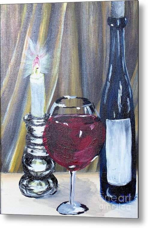 Wine Metal Print featuring the painting After Work by Saundra Johnson