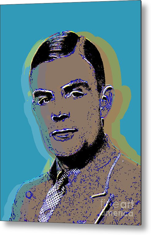 Turing Metal Print featuring the digital art Alan Turing Pop Art by Jean luc Comperat