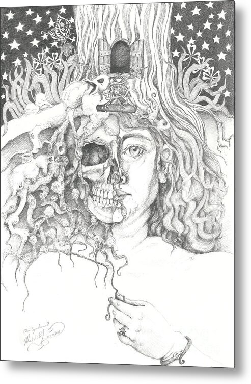 Tree Metal Print featuring the drawing Alice Syndrome 2 by Melinda Dare Benfield