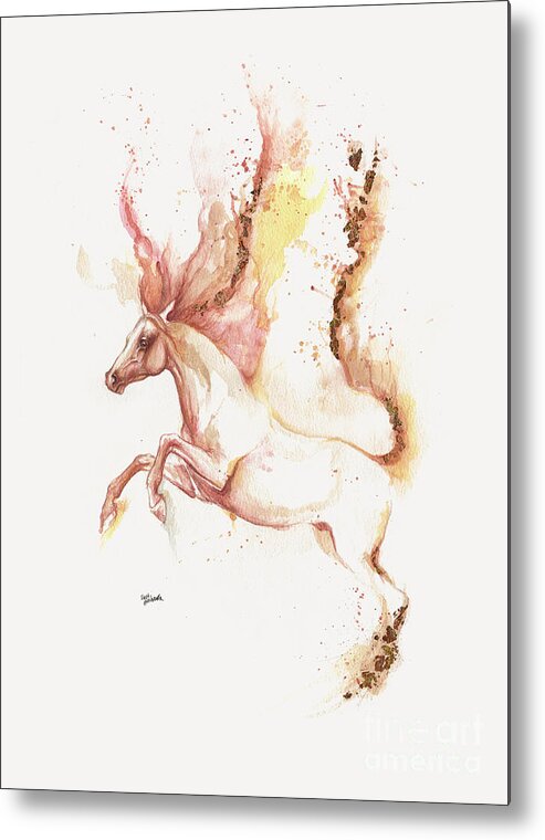 Horse Metal Print featuring the painting Almost Like An Unicorn 1 by Ang El