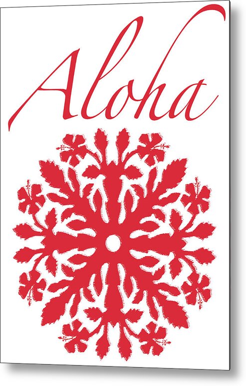 Hawaii T-shirt Metal Print featuring the digital art Aloha Red Hibiscus by James Temple