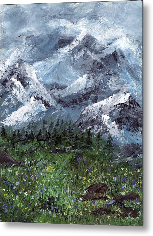 Mountains Metal Print featuring the painting Alps by Donna Blackhall