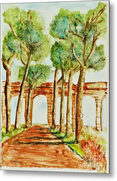 Rome Metal Print featuring the painting Ancient Roman Aqueduct by Laurie Morgan