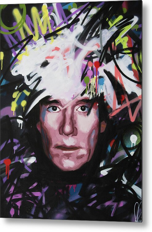 Andy Warhol Metal Print featuring the painting Andy Warhol by Richard Day