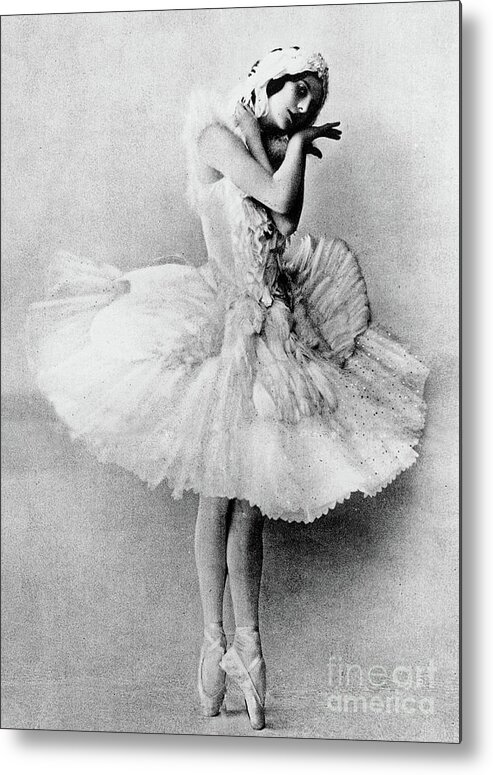 Anna Pavlova Poise Metal Print featuring the photograph Anna Pavlova in the role of the Dying Swan by Russian School