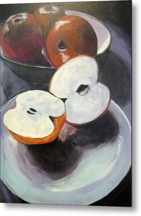 Apple Metal Print featuring the painting Apples--a Snack by Edith Hunsberger