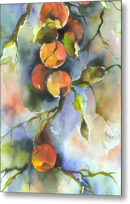 Apples Metal Print featuring the painting Apples by Robin Miller-Bookhout