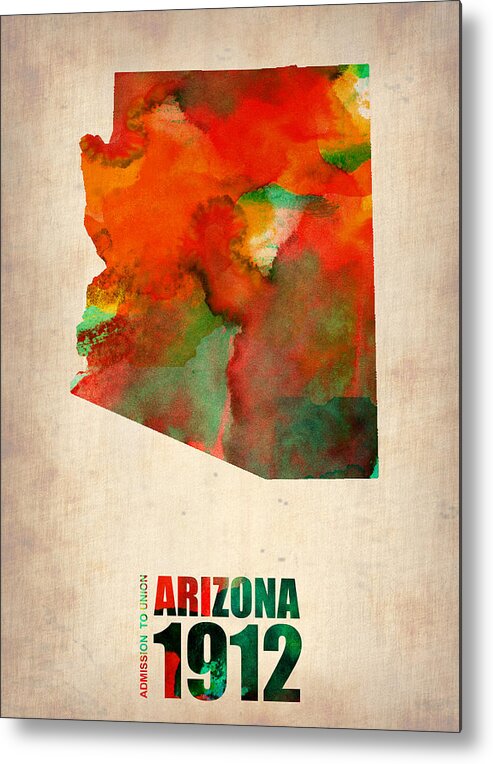 Arizona Metal Print featuring the digital art Arizona Watercolor Map by Naxart Studio