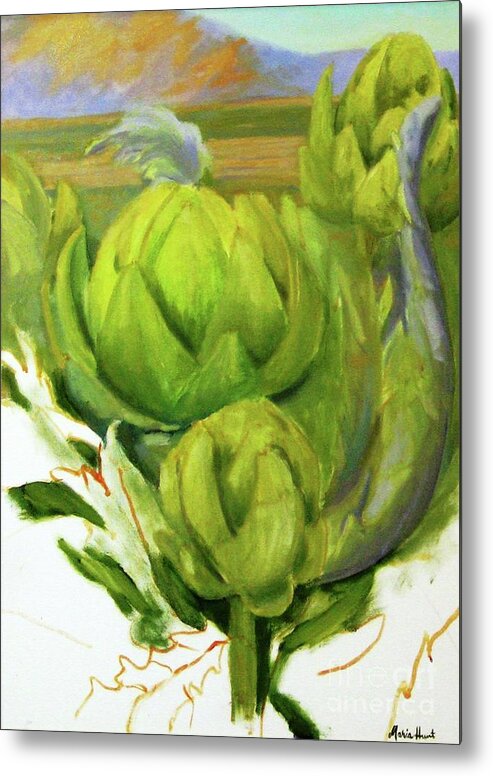 Farming Metal Print featuring the painting Artichoke unfinished by Maria Hunt