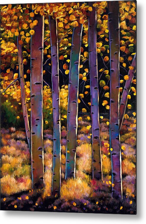 Aspen Trees Metal Print featuring the painting Aspen Stand by Johnathan Harris