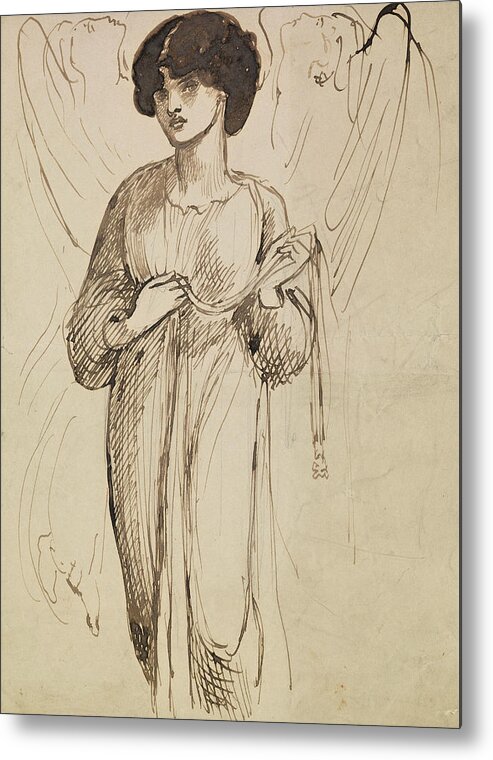 Dante Gabriel Rossetti Metal Print featuring the drawing Astarte Syriaca by Dante Gabriel Rossetti