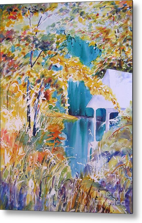 Watercolours Metal Print featuring the painting At The Lake by John Nussbaum