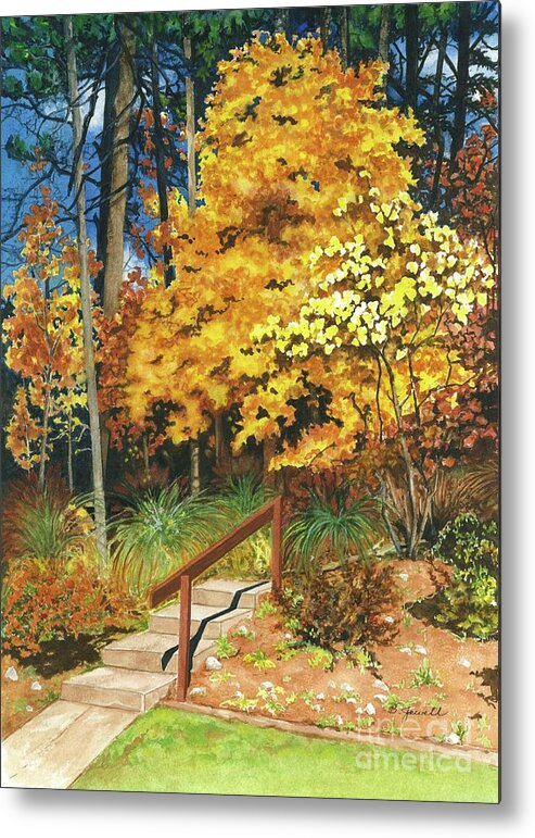 Watercolor Trees Metal Print featuring the painting Autumn Invitation by Barbara Jewell