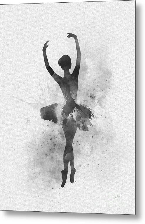 Ballerina Metal Print featuring the mixed media Ballerina 2 Black and White by My Inspiration