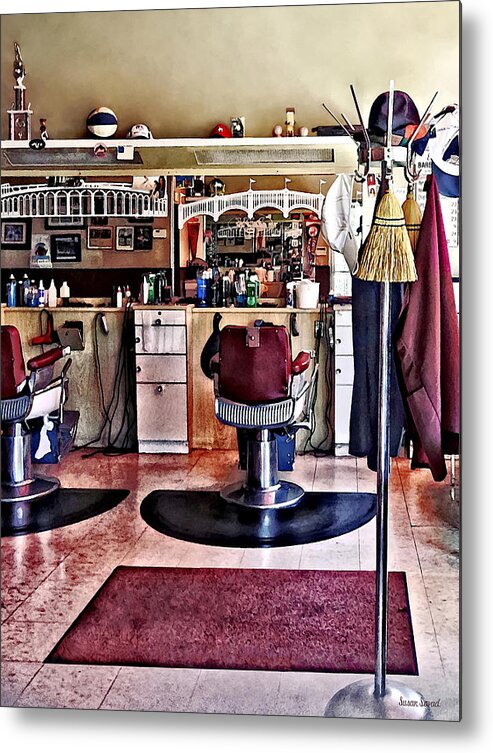 Hair Stylist Metal Print featuring the photograph Barbershop With Coat Rack by Susan Savad